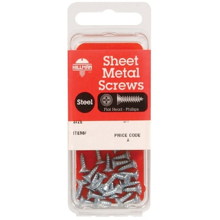 Hillman Sheet Metal Screw, #6 x 3/4 in, Zinc Plated Steel Flat Head Phillips Drive, 10 PK 5541